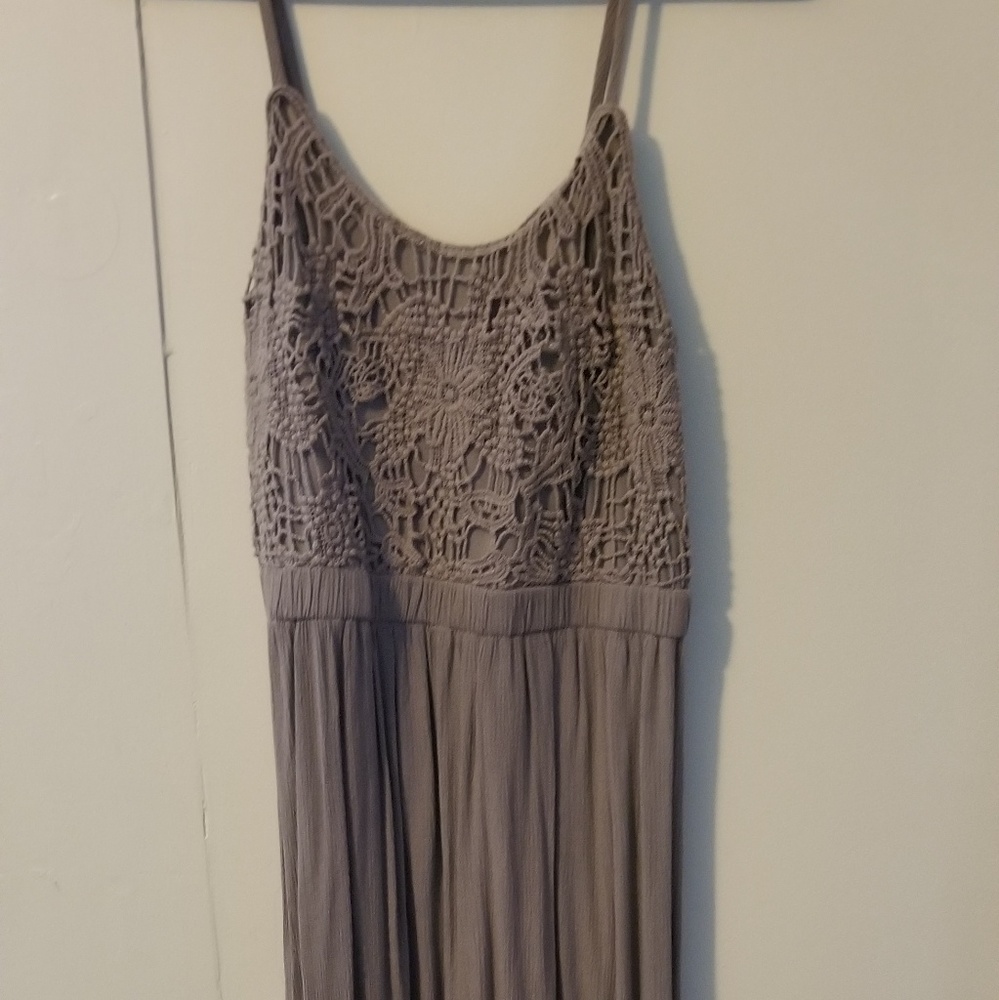Floor length crochet top dress